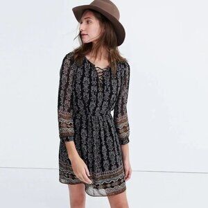 Madewell Lace‎ Up Mini Dress in Burnished Floral  Womens Size 12